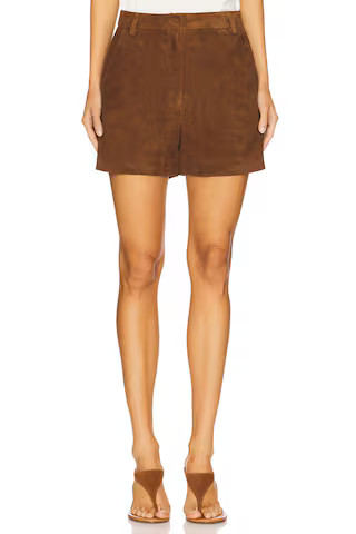 AEXAE Leather Suede Short in Suede Honey Brown from Revolve.com | Revolve Clothing (Global)