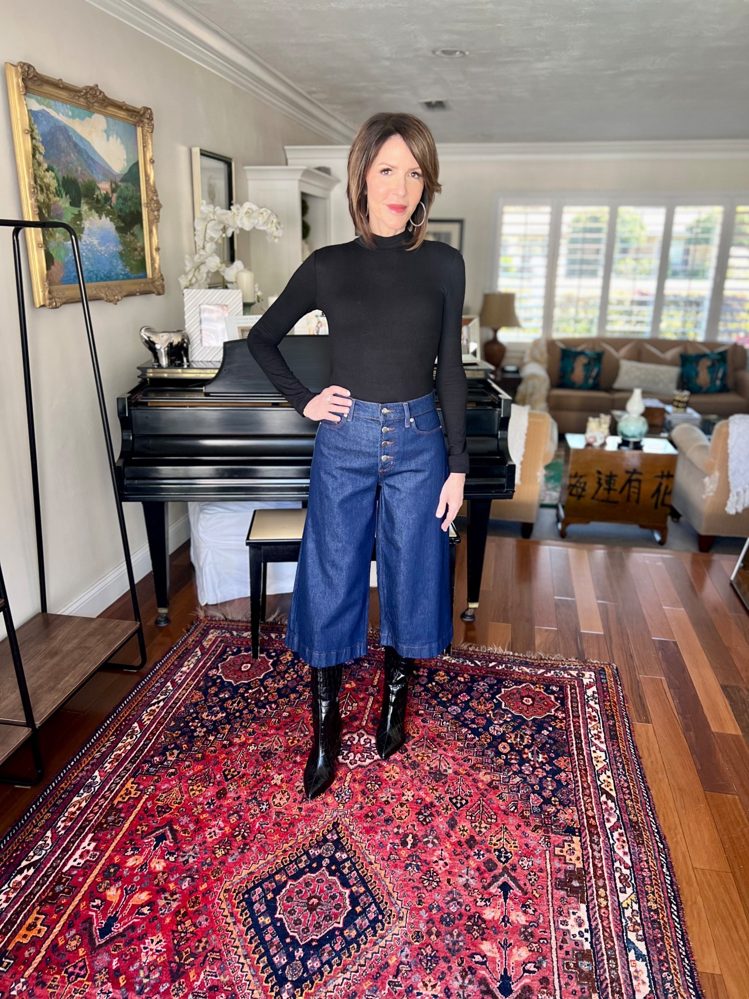 high rise gaucho jeans, over 50 outfits 

#LTKootd #LTKSeasonal #LTKgrwm