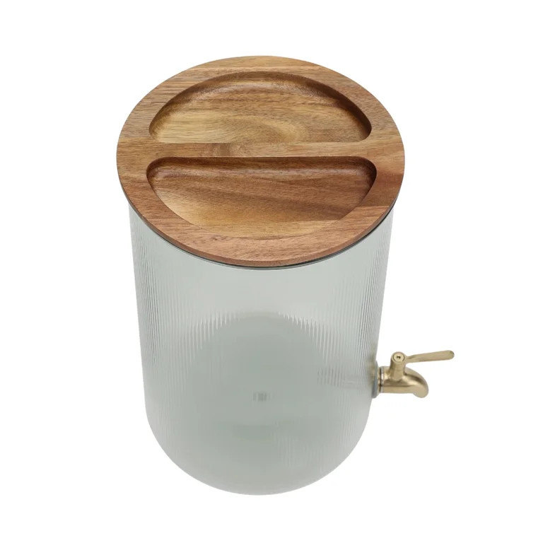 Better Homes and Gardens 2-Gallon Green Countertop Beverage Dispenser with Acacia Wood Lid | Walmart (US)