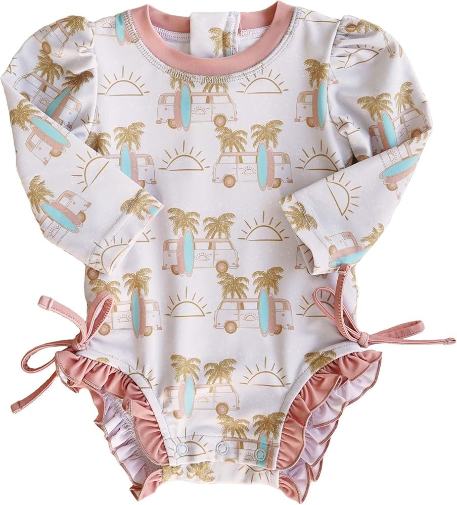 Baby and Toddler Girls Rash Guard Bathing Suit UPF 50+ Long Sleeve Rash Guard One Piece Swimsuit ... | Amazon (US)