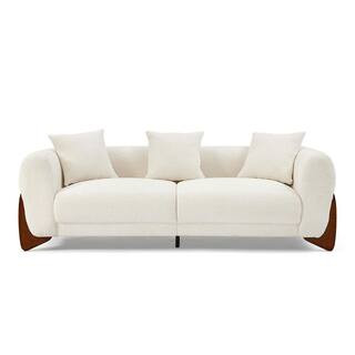 Cloud Couch 87 in. Round Arm Plush Polyester Boucle Rectangle Sofa for Living Room Apartment Mini... | The Home Depot