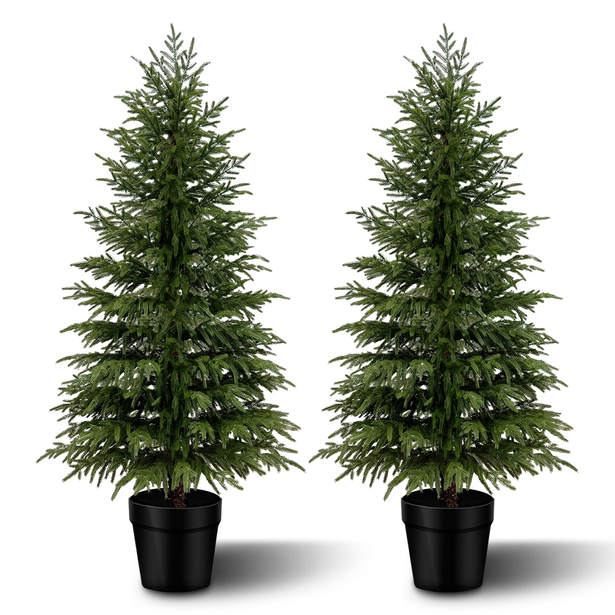 5FT Artificial Norfolk Pine Trees 2-Pack, Real Touch Faux Cedar Topiary Set in Black Pots, Large ... | Amazon (US)