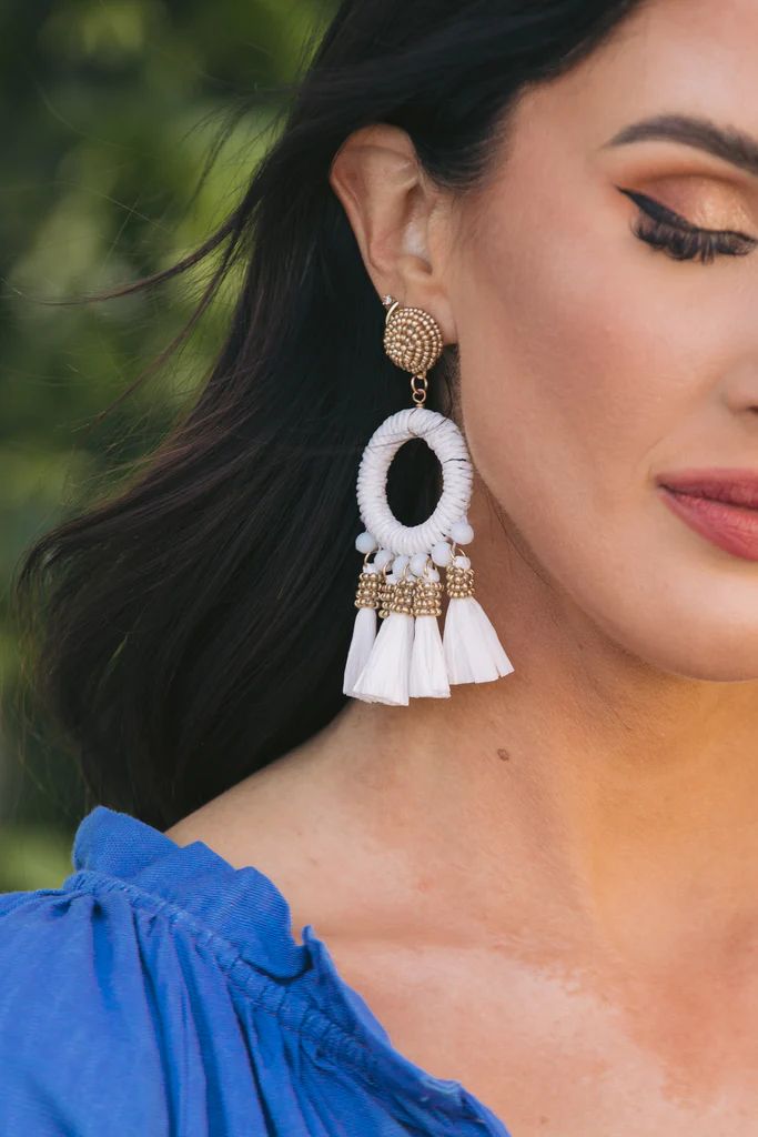 Bold Love White Tassel Earrings | The Mint Julep Boutique