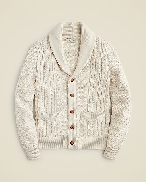 Heritage cotton cable-knit shawl-collar sweater | J. Crew US