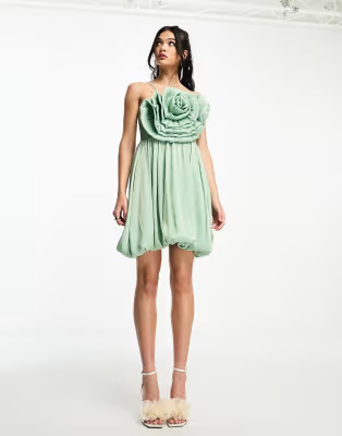 Sister Jane corsage metallic mini dress in green | ASOS (Global)