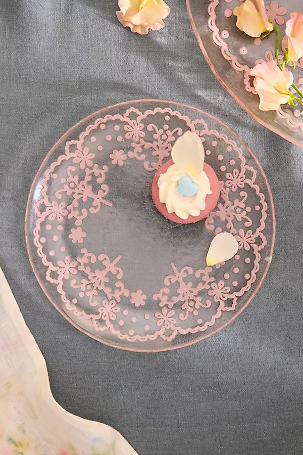 Floral Lace Glass Side Plates, Set of 4 | Anthropologie (US)