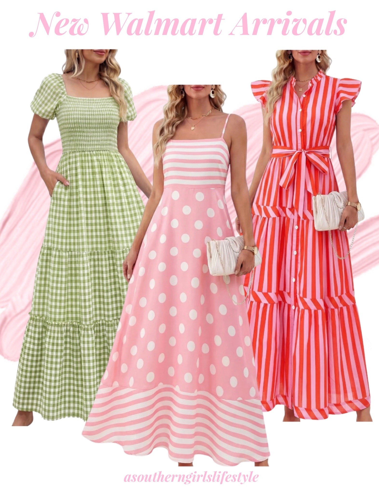 New Pretty Garden Walmart Dresses - from brunch to church to vacation 

Green Gingham Smocked Puff Sleeve Dress (also comes in Black), Pink Striped Ruffle Sleeve Belted Dress (also come in Blue) & Pink Polka Dot Striped Dress

Summer Dresses. Wedding Guest Dresses. Summer Outfits

#LTKSeasonal #LTKootd #LTKPetite