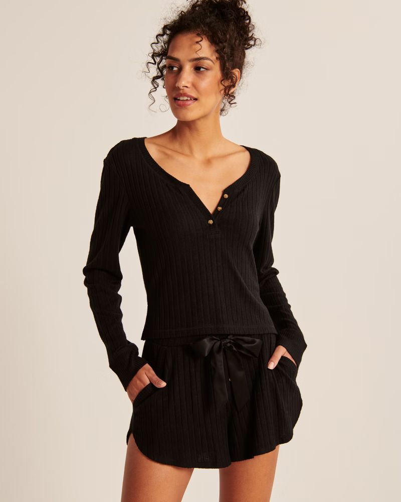 Women's Cozy Long-Sleeve Henley | Women's Intimates & Sleepwear | Abercrombie.com | Abercrombie & Fitch (US)