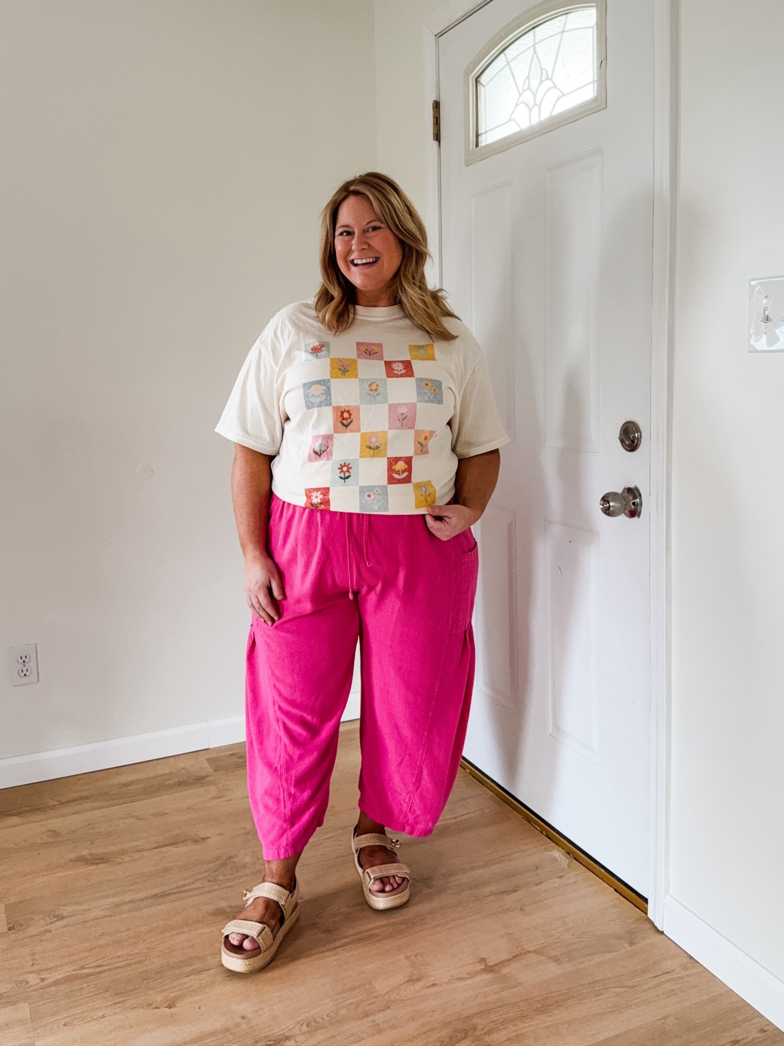 Wearing an XL in my graphic tee from Mountain Moverz (I usually do a large but sized up for the bump).  You can use code STEPHSHARES20 to save $$!  My linen pants are a large  

#LTKBump #LTKSeasonal #LTKMidsize