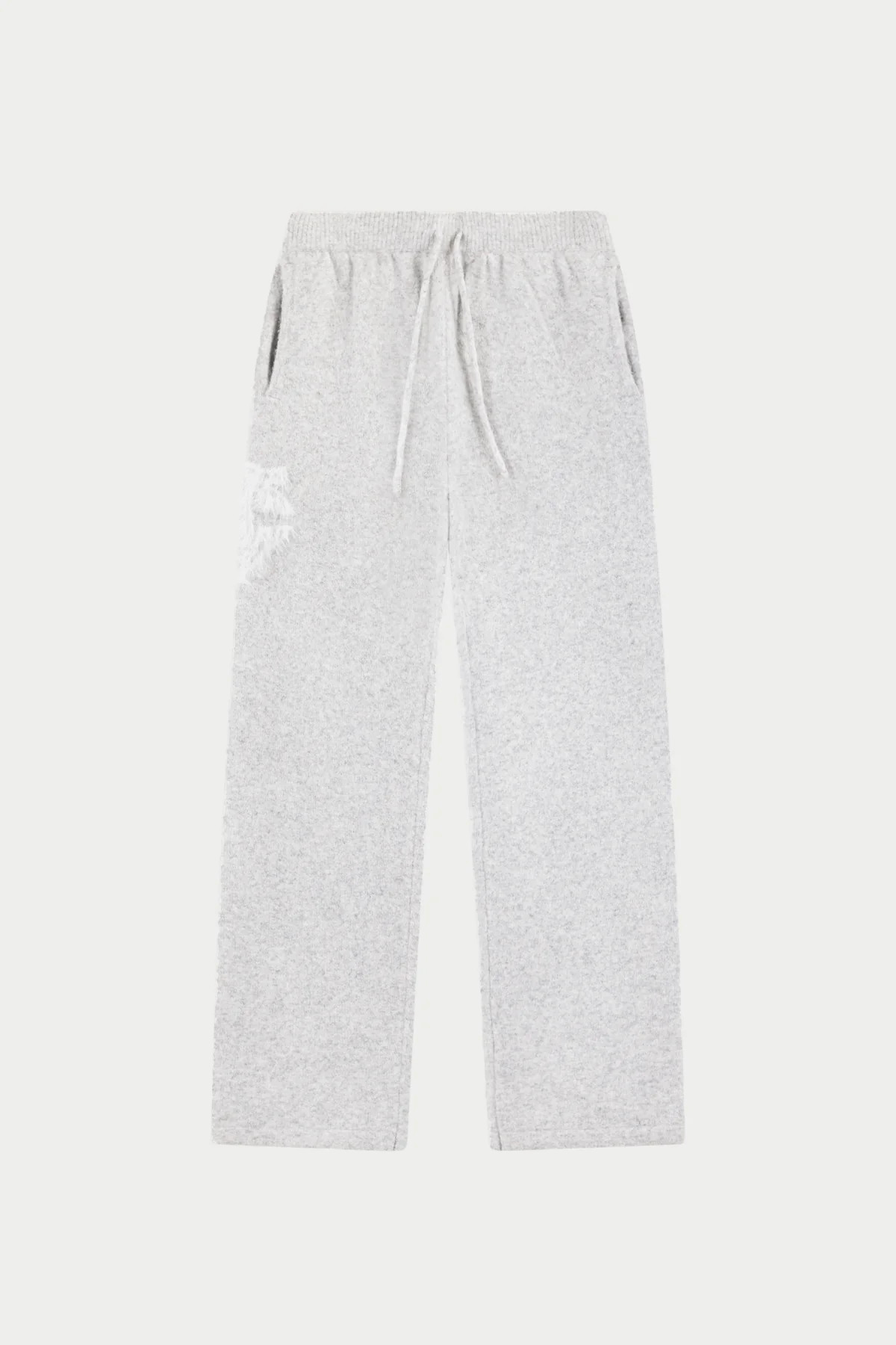 MONOGRAM FLUFFY KNIT JOGGERS - GREY MARL | The Couture Club