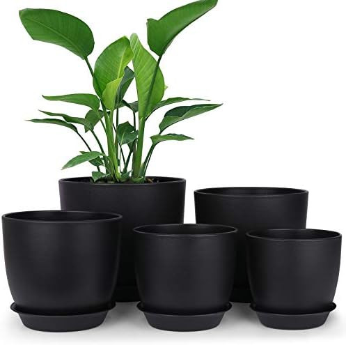 homenote Plastic Planter 7/6/5.5/4.8/4.5 Inch Flower Pot Indoor Modern Decorative Plastic Pots fo... | Amazon (US)