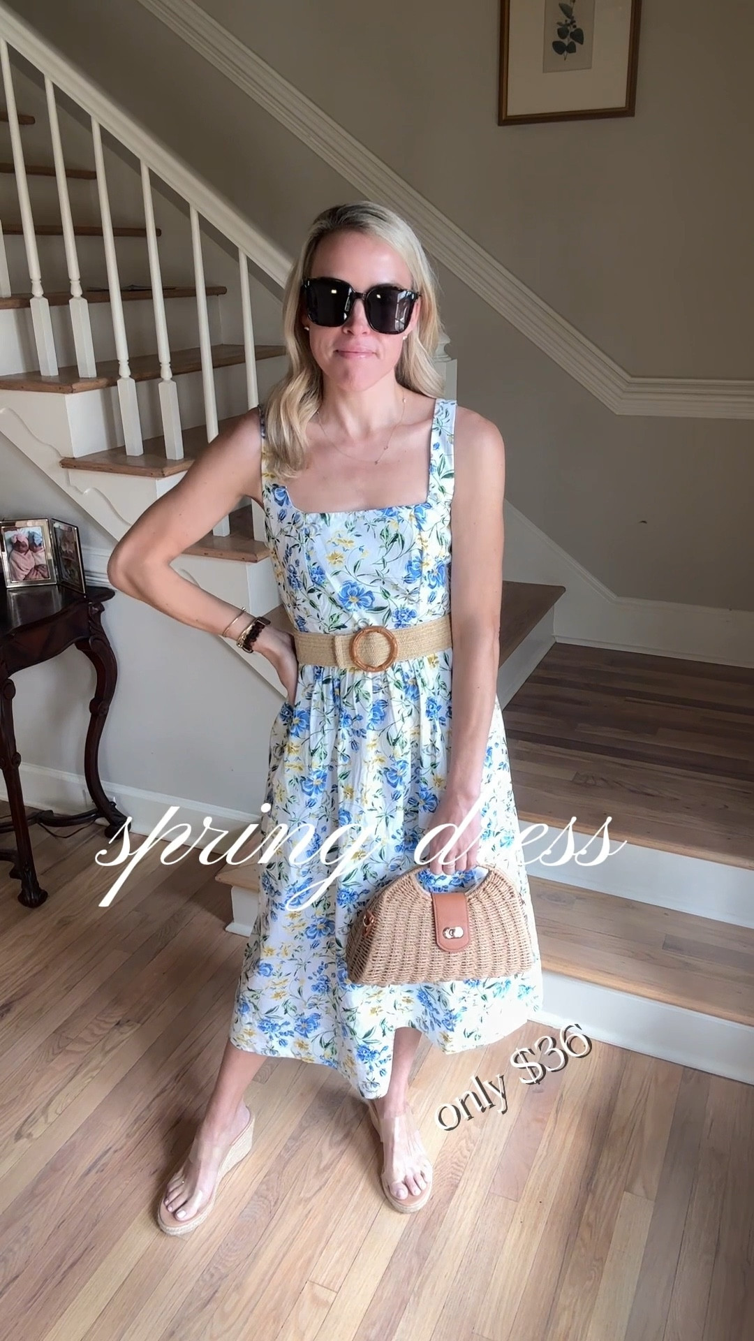 spring ootd
Walmart dress - size down! 
Amazon purse and sunglasses 
belt from old bathing suit, linked similar 