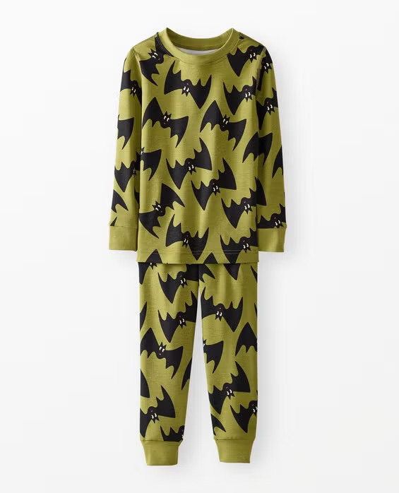 Girls' & Boys' Batty On Moss Green Halloween HannaSoft™ Stretch Pajama Set - Size Big Kids 14-16 by Hanna Andersson | Hanna Andersson