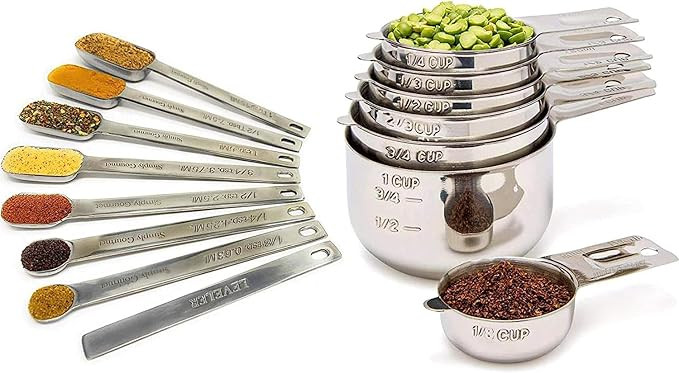 Measuring Cups and Spoons Set - Stainless Steel Measuring Cups Set for Cooking & Baking, Set of 1... | Amazon (US)
