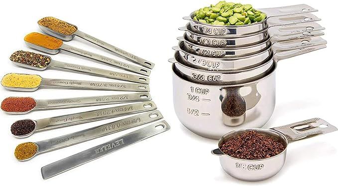 Measuring Cups and Spoons Set - Stainless Steel Measuring Cups Set for Cooking & Baking, Set of 1... | Amazon (US)