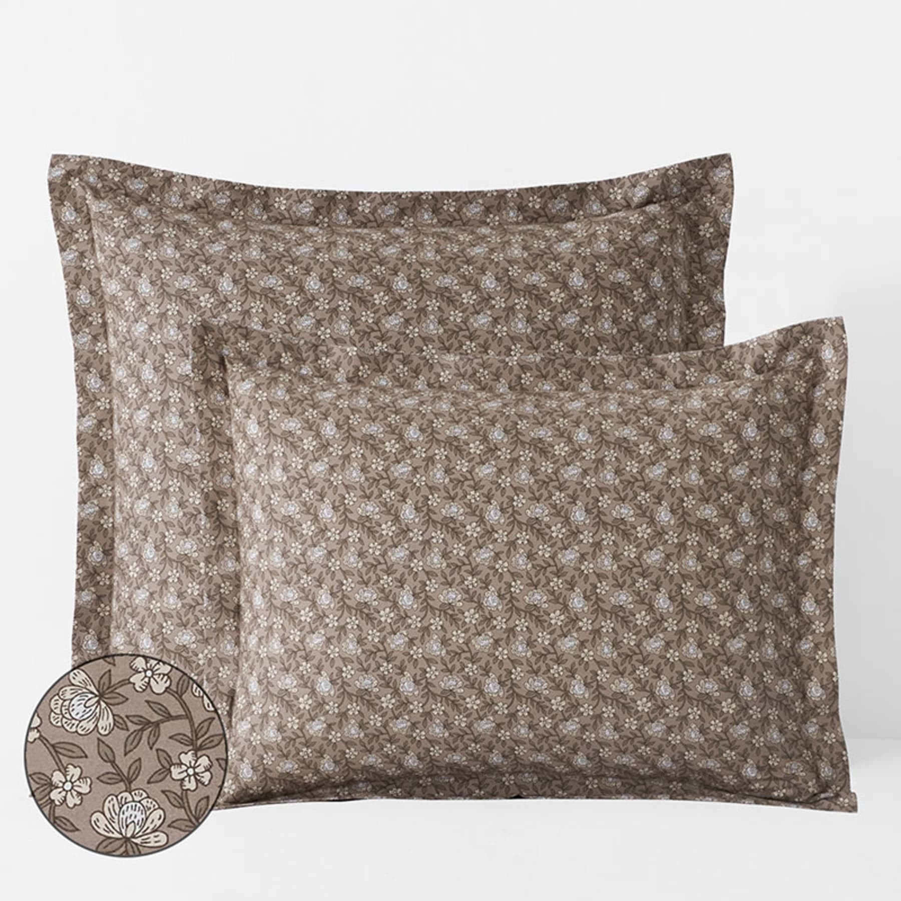 Mini Floral Vine Classic Cool Percale Sham - Mocha, Standard | The Company Store