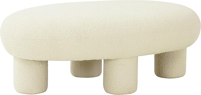 Tov Furniture Discus Oval Boucle Upholstered 45.7" Ottoman | Living Room Bench | Amazon (US)