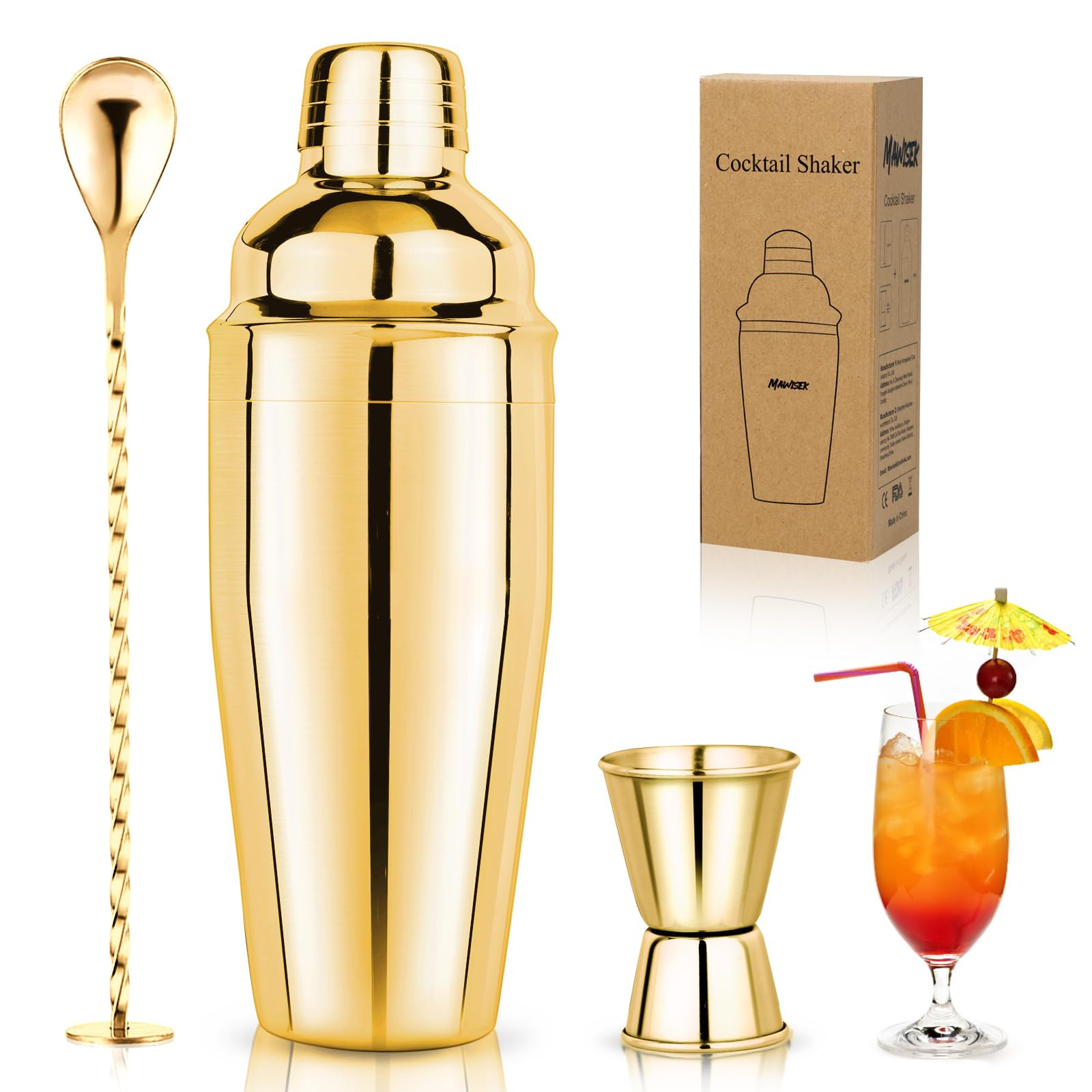 25oz Cocktail Shaker Set Martini Shaker Set Bartender Set with Margarita Mixer Drink Shaker, Meas... | Amazon (US)