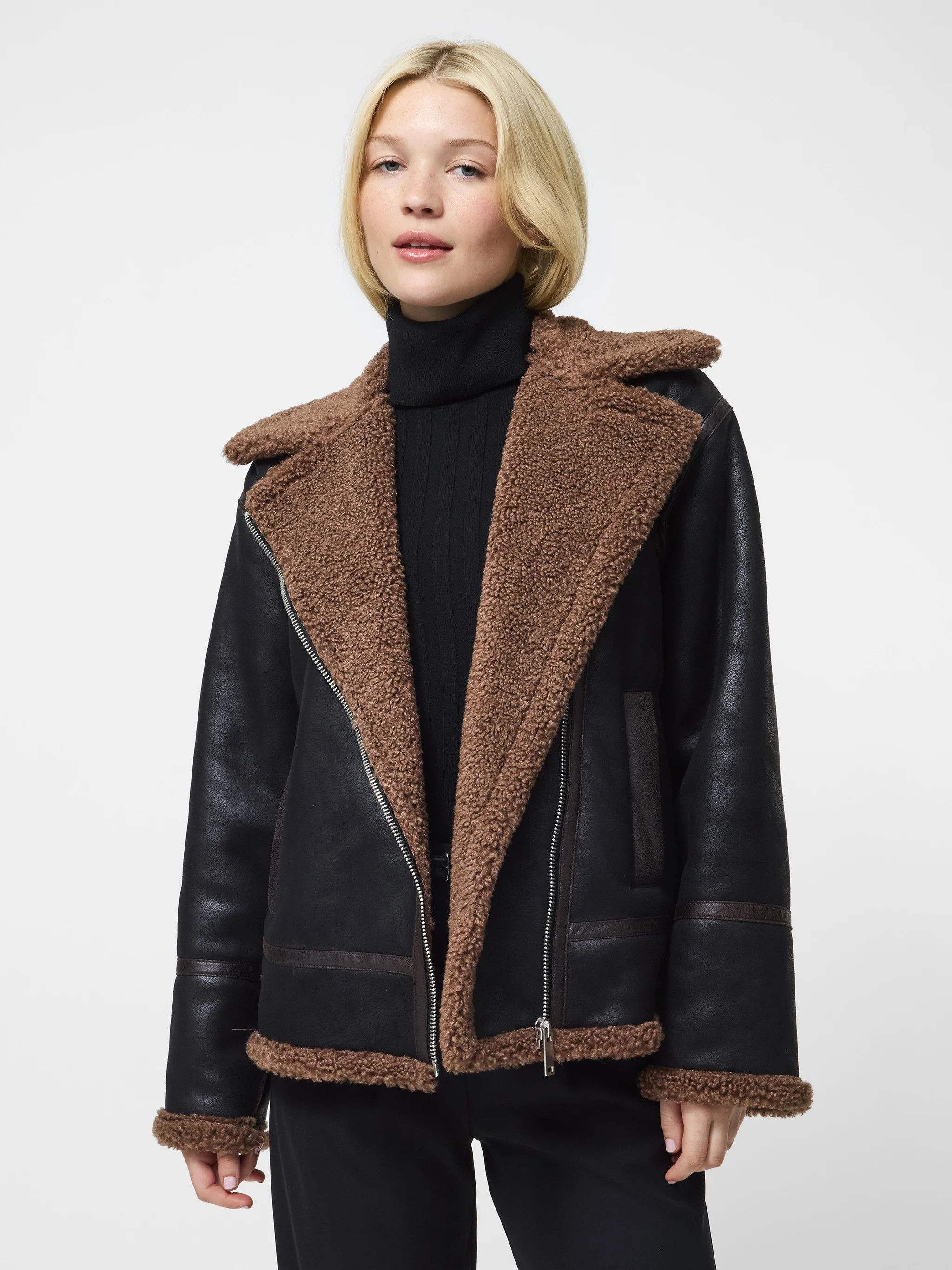 Vegan Shearling Zip Up Jacket | French Connection (US)