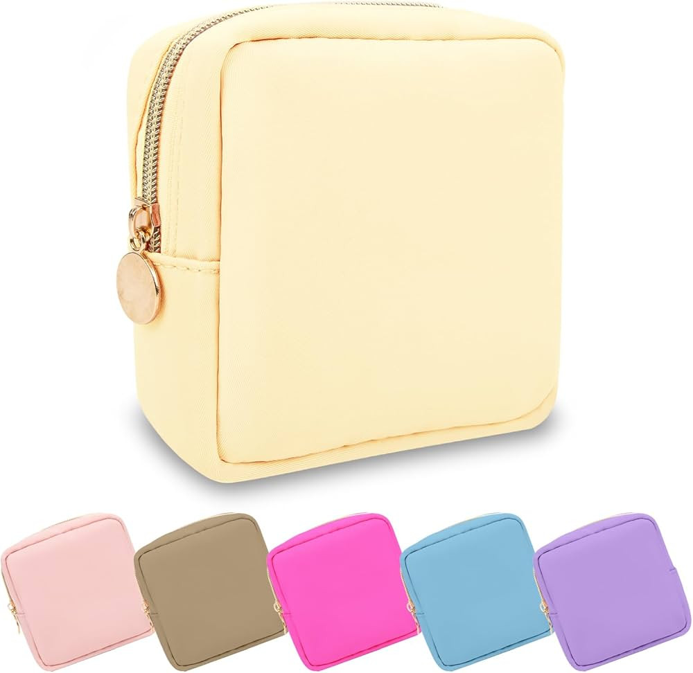 Waterproof Mini Makeup Bag Pouch for Purse,Small Cosmetic Travel Bag Pouch Nylon Toiletry Organiz... | Amazon (US)