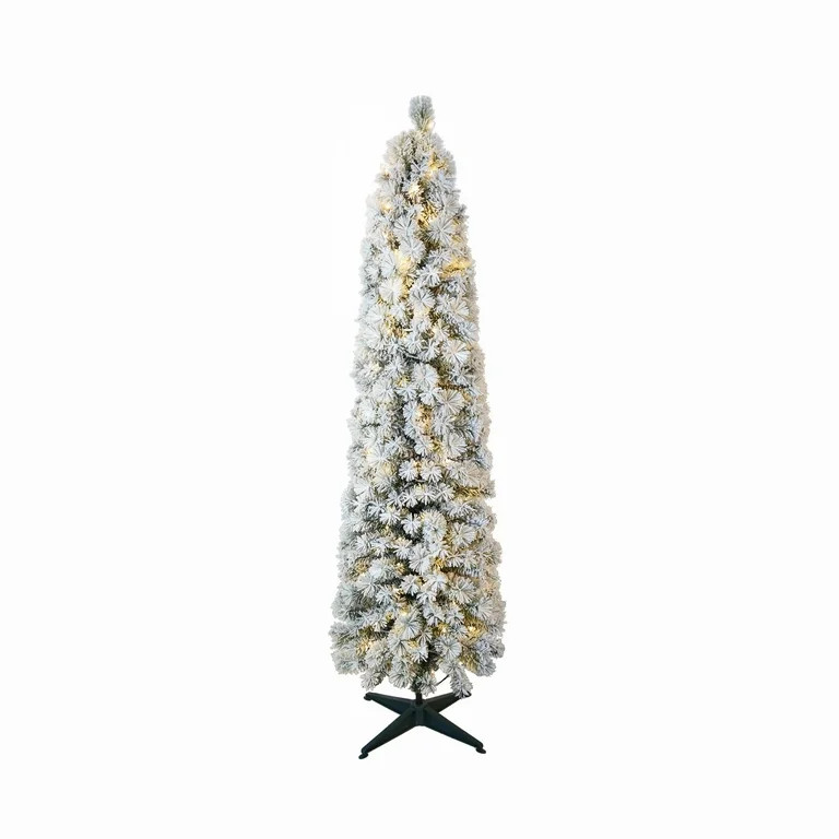 7 ft Pre-Lit Flocked Colorado Artificial Christmas Tree with 190 Warm White LED Lights, by Holida... | Walmart (US)