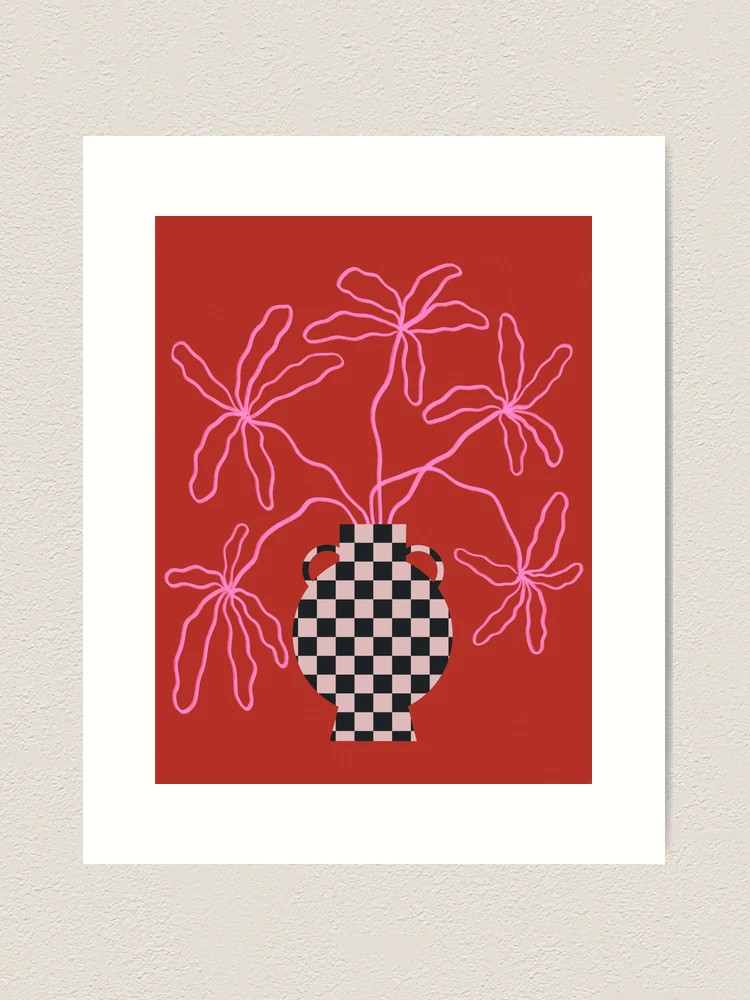Duet Checkered Plant Vase Art Print | Redbubble (US)