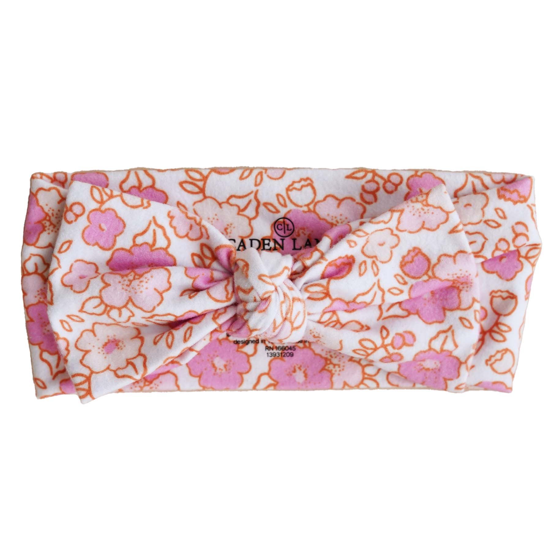 Palmer's Pink Floral Knit Large Bow Headwrap | Caden Lane