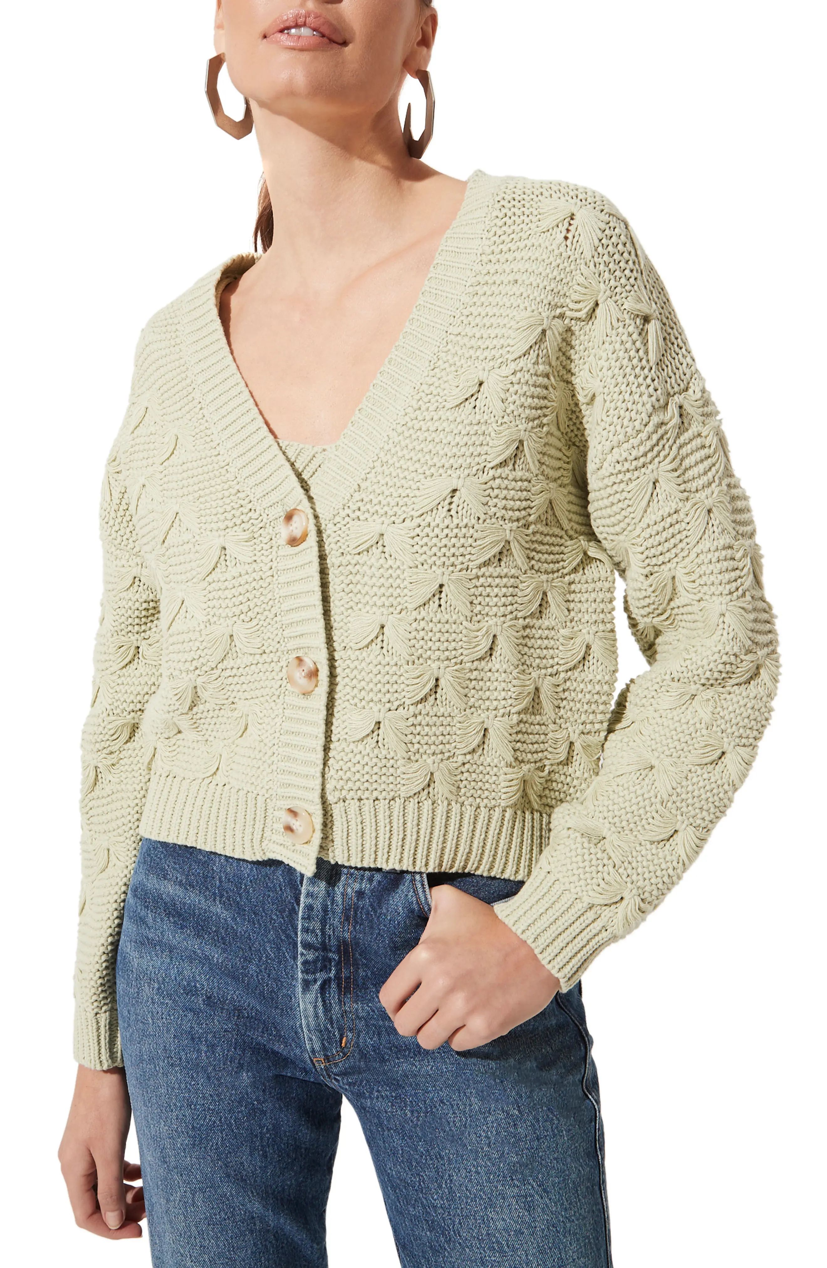 Women's Astr The Label Button Front Cardigan, Size X-Small - Green | Nordstrom