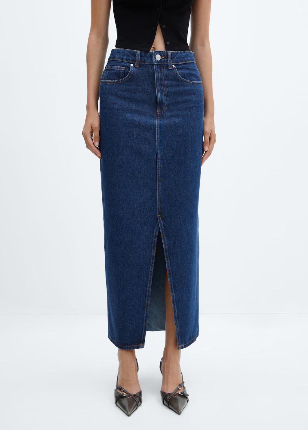 Slit denim skirt -  Women | Mango USA | MANGO (US)