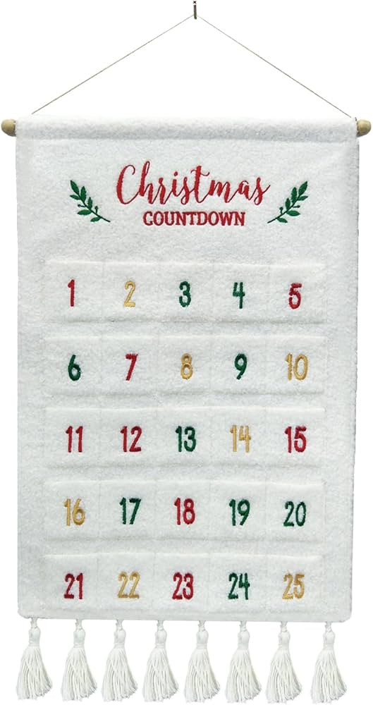 White Tassel 25 Bags Christmas Countdown Christmas Advent Calendar 25 Days Reusable Hanging Count... | Amazon (US)