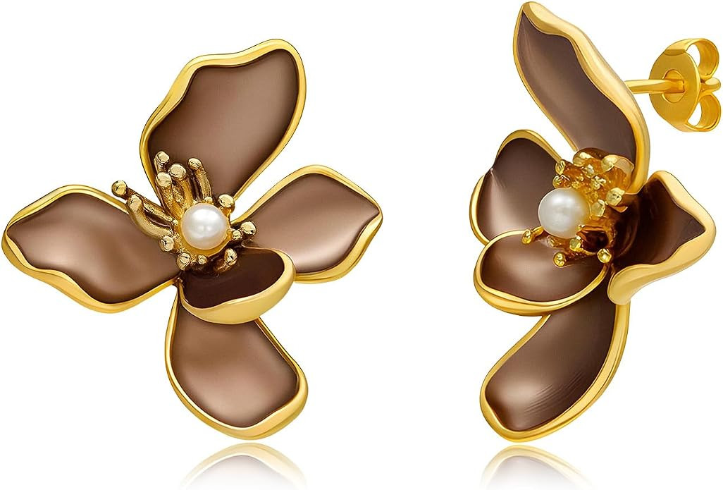 Cicy Bell Flower Earrings for Women 14k Gold Plated | Amazon (US)