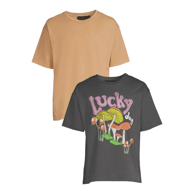 No Boundaries Men's & Big Men's Oversize Solid and Graphic Tees, 2-Pack, Size XS-5XL | Walmart (US)
