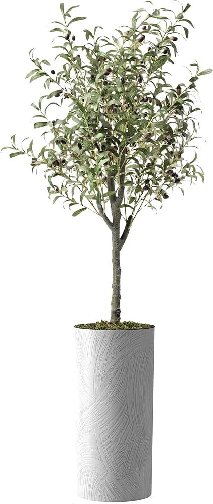 Artificial Tree in White Marble Effect Planter, Fake Olive Silk Tree for Indoor and Outdoor Home Dec | Amazon (US)