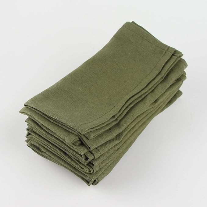 INFEI Soft Solid Color Linen Cotton Dinner Napkins - Pack of 12 (40 x 40 cm) - For Events & Home ... | Amazon (US)