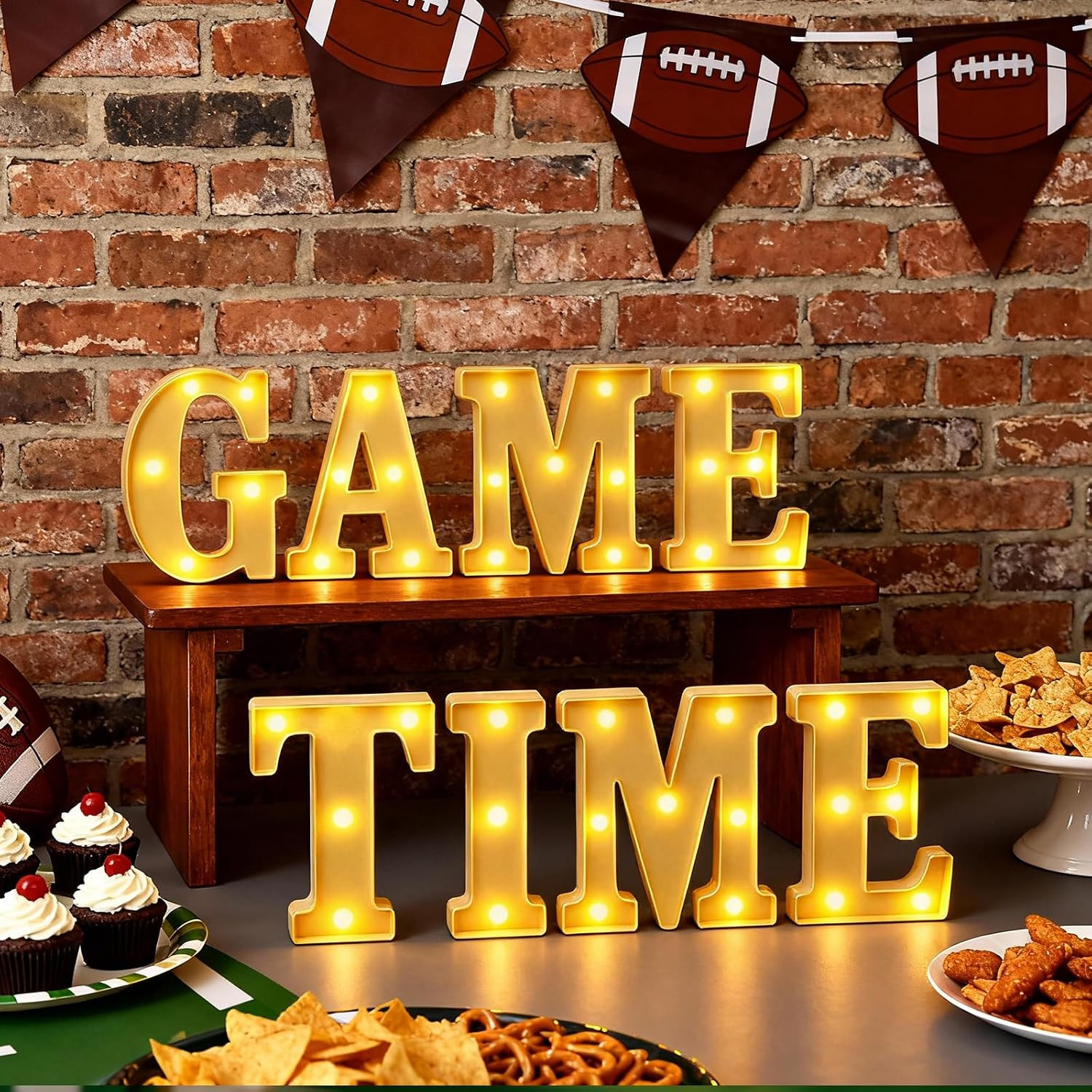 Game Time Football Party Decorations, Letter Sign LED Lights | Amazon (US)