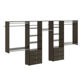 120 in. W - 144 in. W Espresso Wood Deluxe Closet System | The Home Depot