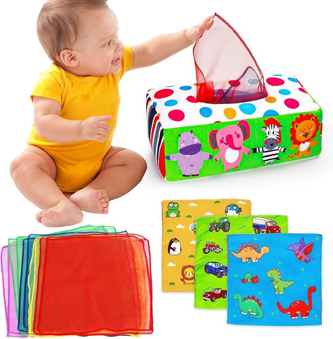 Thremhoo Baby Toys 3 4 5 6 7 8 9 12 Month Old Montessori Tissue Box Toys for Babies Infants 0-6 6... | Amazon (US)