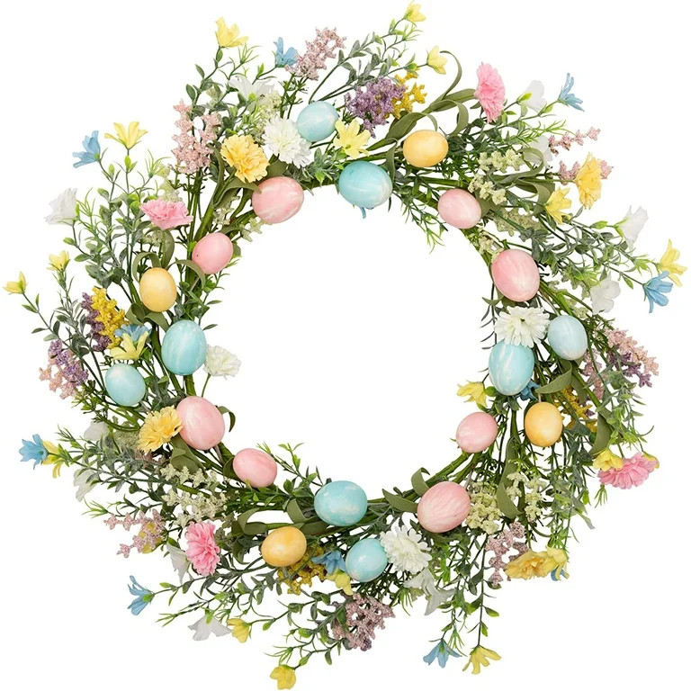 Easter Wreath - Large 19.7" with Faux Pastel Easter Eggs, Berries, Flowers,Spring Décor, Easter ... | Walmart (US)