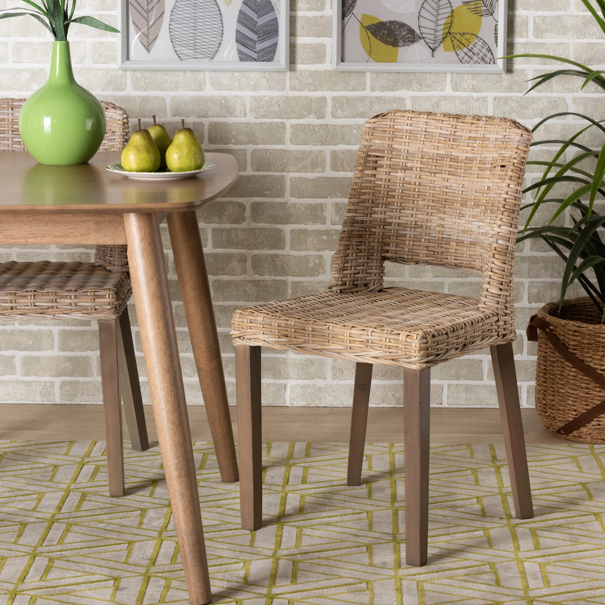 Wholesale Interiors Enver Modern Bohemian  Rattan and Wood Dining Chair & Reviews | Wayfair | Wayfair North America