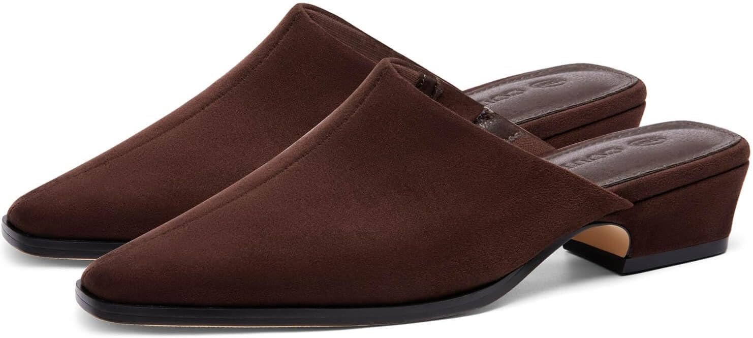 Coutgo Womens Square Toe Mules Slip On Chunky Low Heel Clogs Backless Business Casual Work Slides Shoes | Amazon (US)