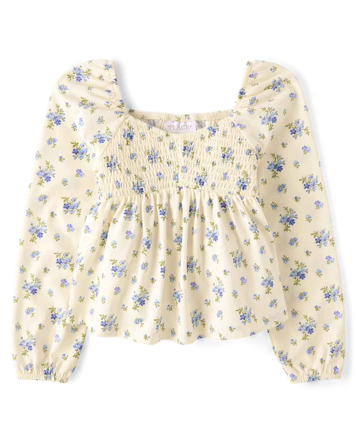 Girls Floral Smocked Peplum Top - cream | The Children's Place