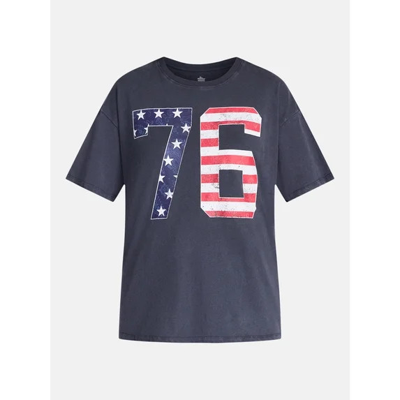 Americana 76 Women's Graphic Cotton Tee with Short Sleeves from Way to Celebrate, Sizes XXS-XXL | Walmart (US)