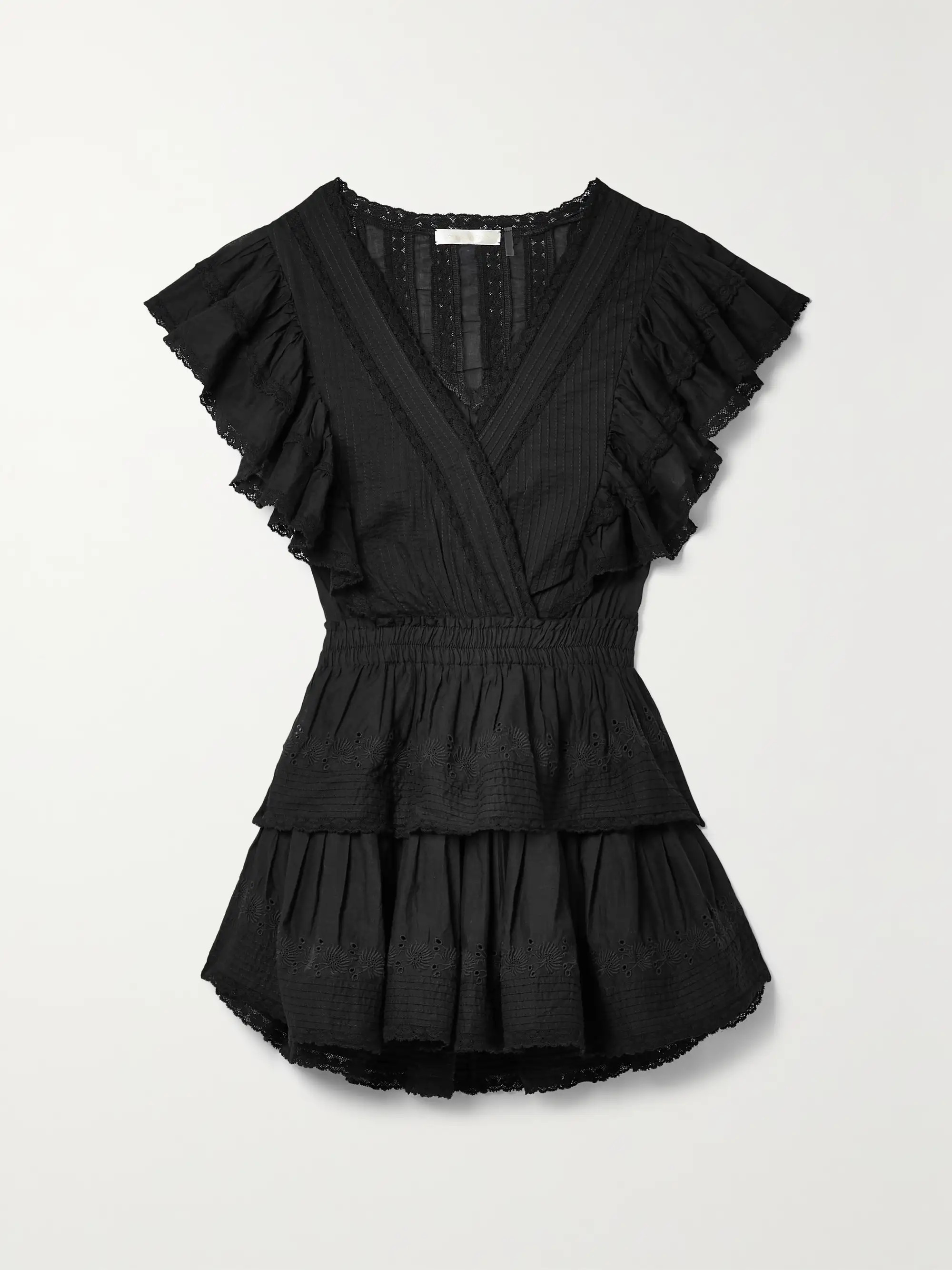 Gwen ruffled lace-trimmed broderie anglaise cotton mini dress | NET-A-PORTER (US)