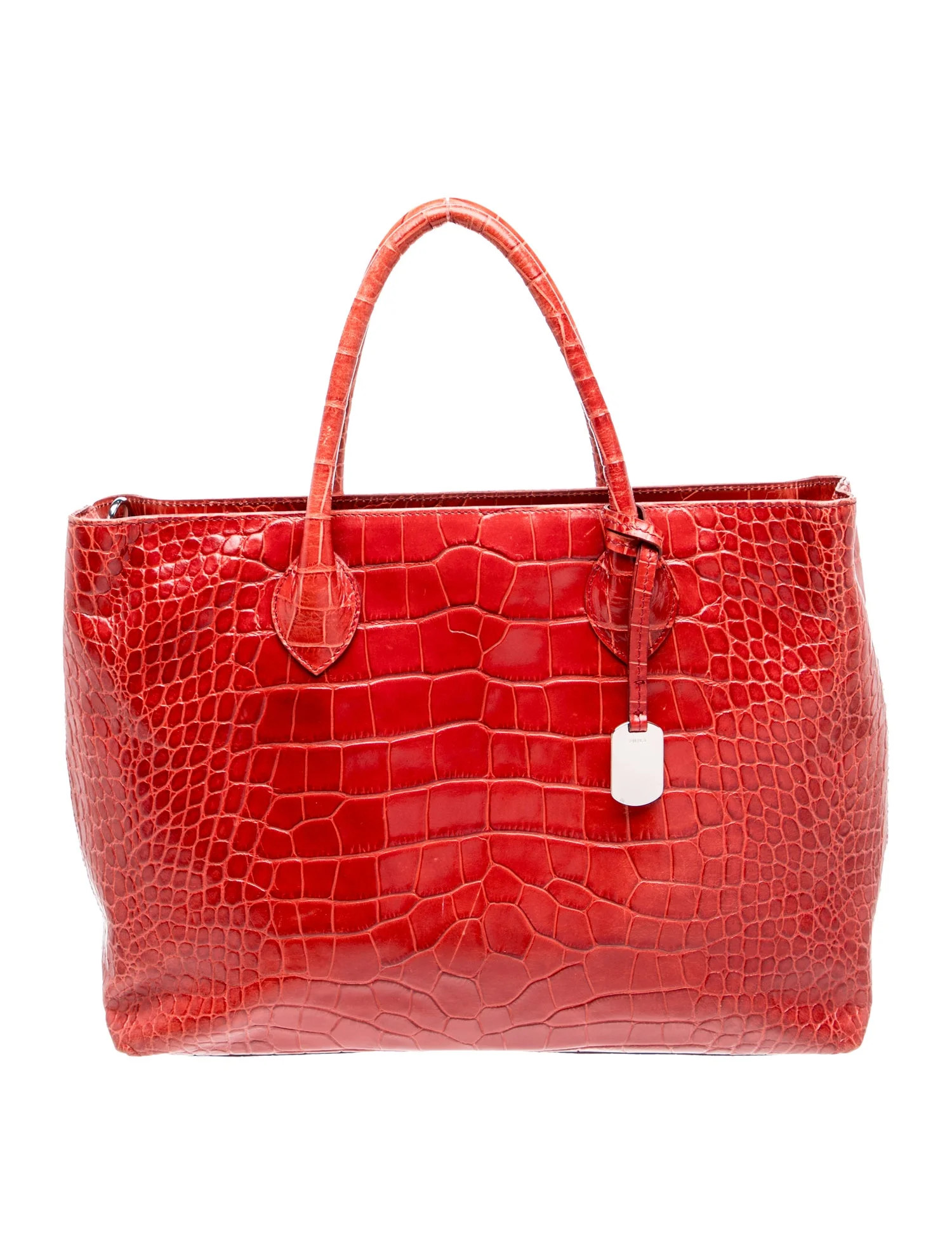 Furla Embossed Leather Tote - Red Totes, Handbags - WFU41502 | The RealReal | The RealReal
