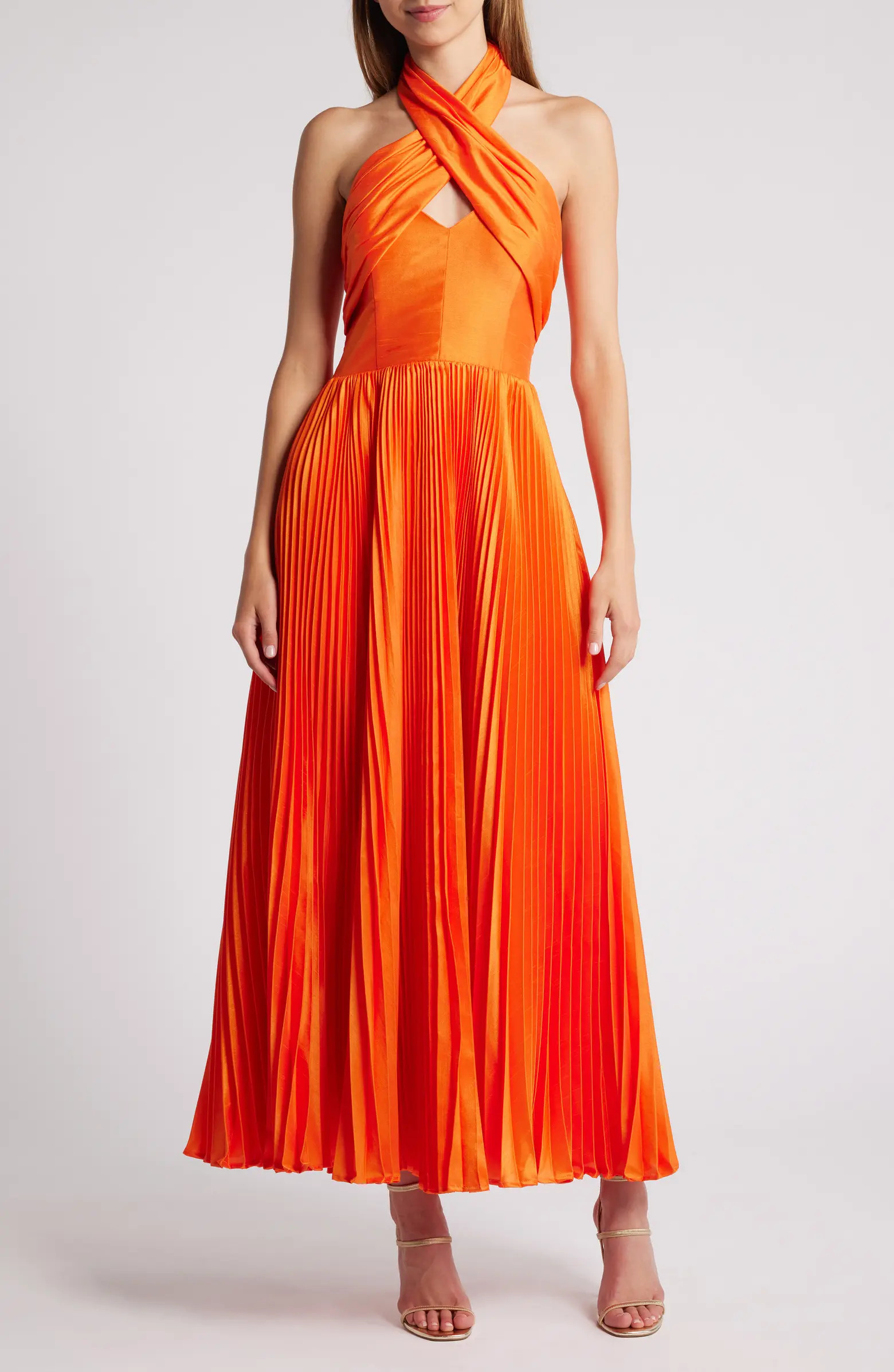 Hutch Pleated Crossover Halter Gown | Nordstrom | Nordstrom
