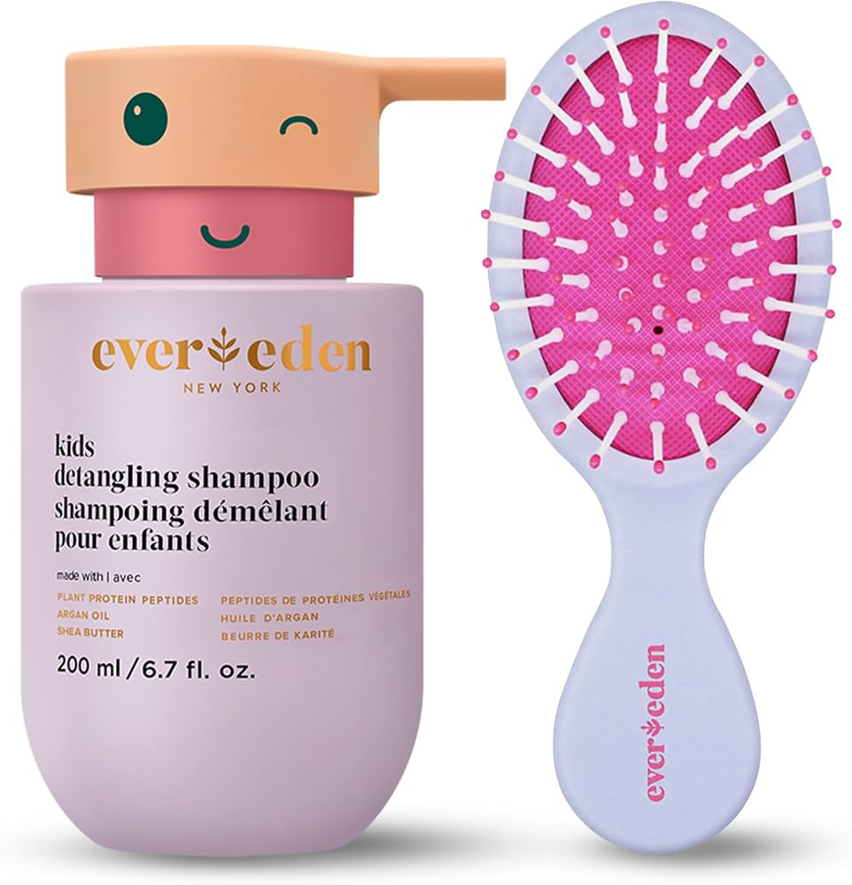 Evereden Kids Hair Care Set: Detangling Shampoo 6.7 fl oz. & Pain-Free Kids Hair Brush | Gentle, ... | Amazon (US)