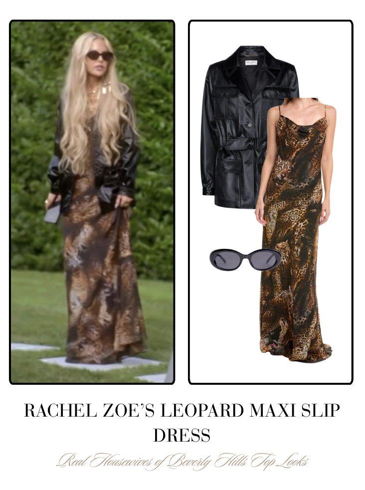 Rachel Zoe's Leopard Print Maxi Slip Dress // Jacket by Saint Laurent // Sunglasses by Rachel Zoe 

 
