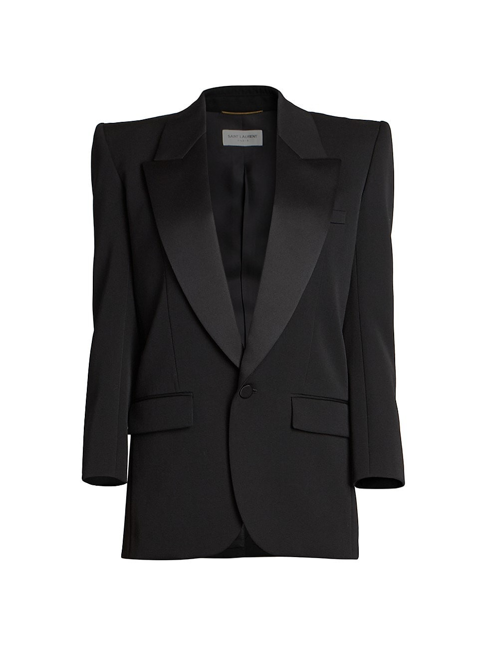 Women's Single-breasted Tuxedo Jacket In Grain De Poudre - Noir - Size 4 | Saks Fifth Avenue