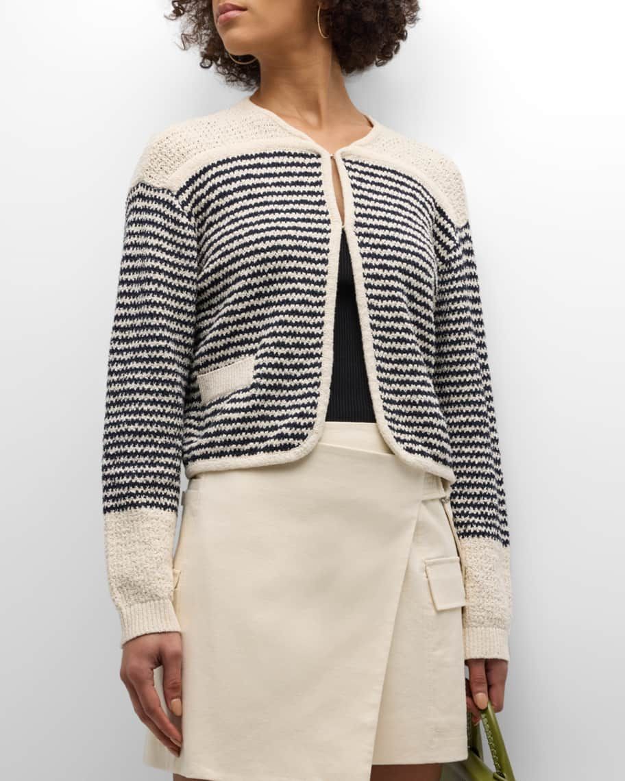 Tanya Taylor Ashton Organic Cotton Knit Two-Tone Jacket | Neiman Marcus