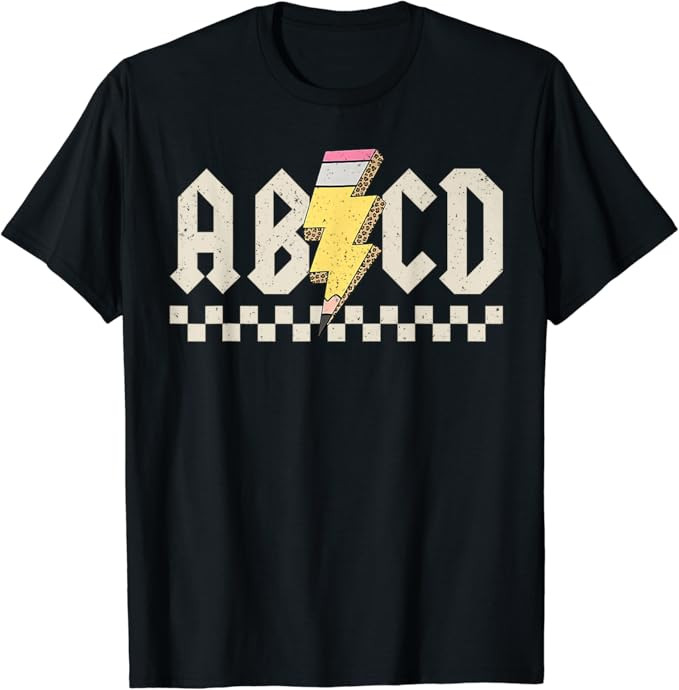 ABCD Pencil Lightning Bolt Teacher Back To School Kids T-Shirt | Amazon (US)